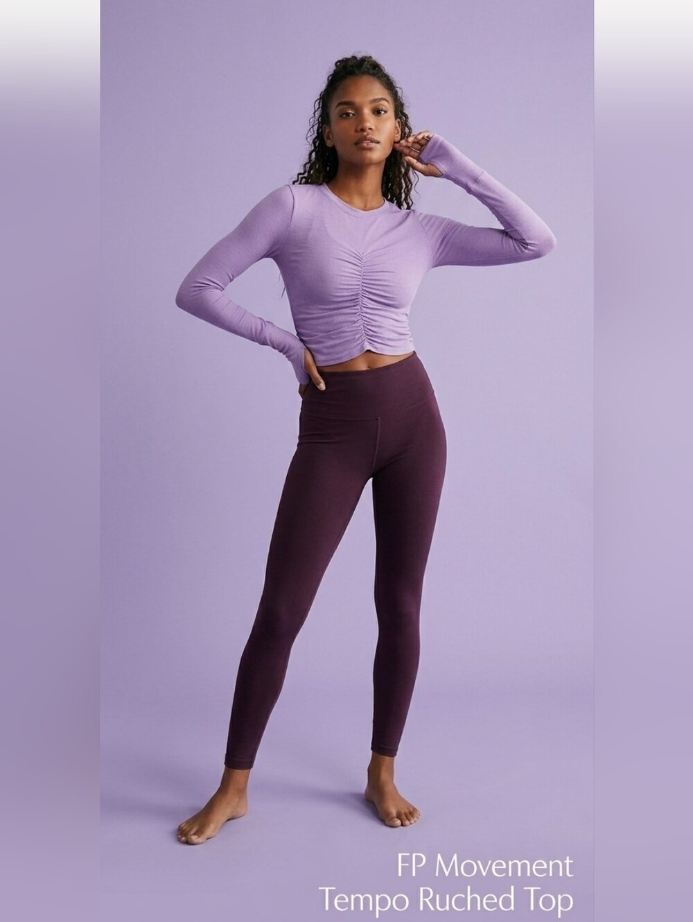 FP Movement Tempo Ruched Long Sleeve Top In Gem, NWT